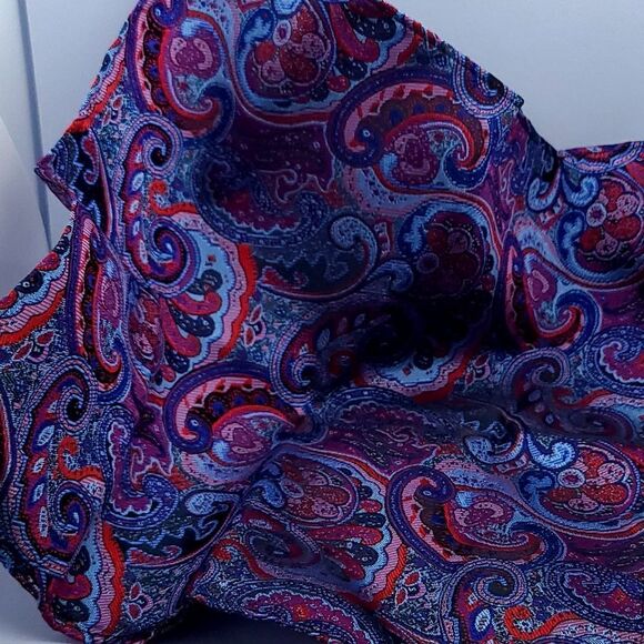 Bow Tie Pocket Square Cufflink 3pc Set Red Paisley Wedding Formal Prom Tux - Picture 10 of 11